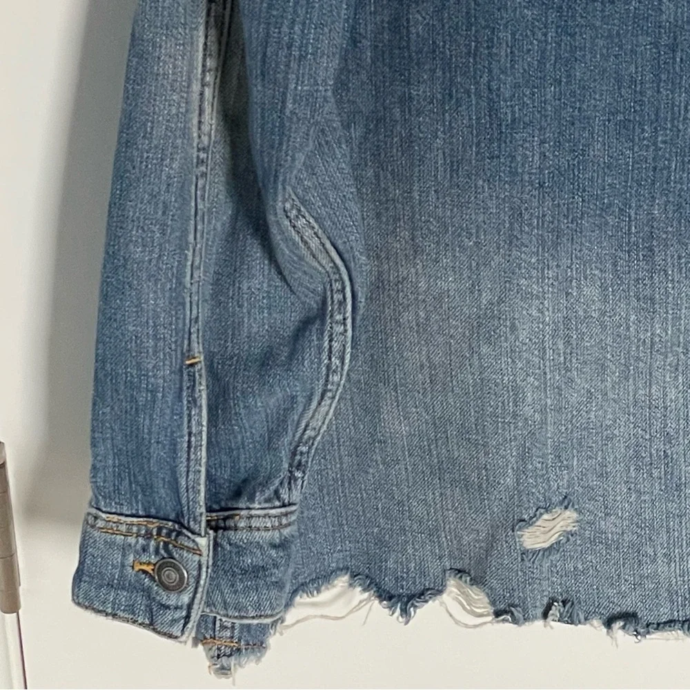 Free People moonchild raw hem western denim jean Jacket 35932